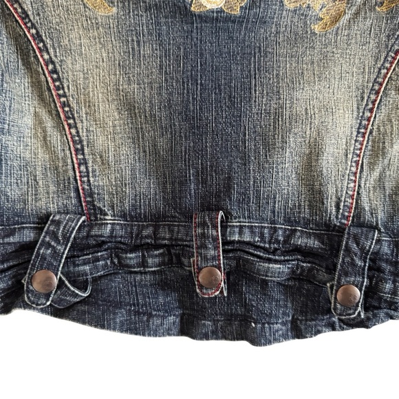 Streetwear Denim Vest crop Embroidered zipper Akdmks S lace up Akademik’s 947 - Picture 10 of 15